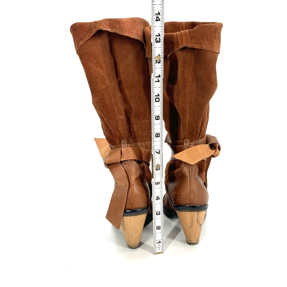 Slouch Boots Heels Brown Suede Leather Report Lace Up Size 6.5 - Picture 5 of 11